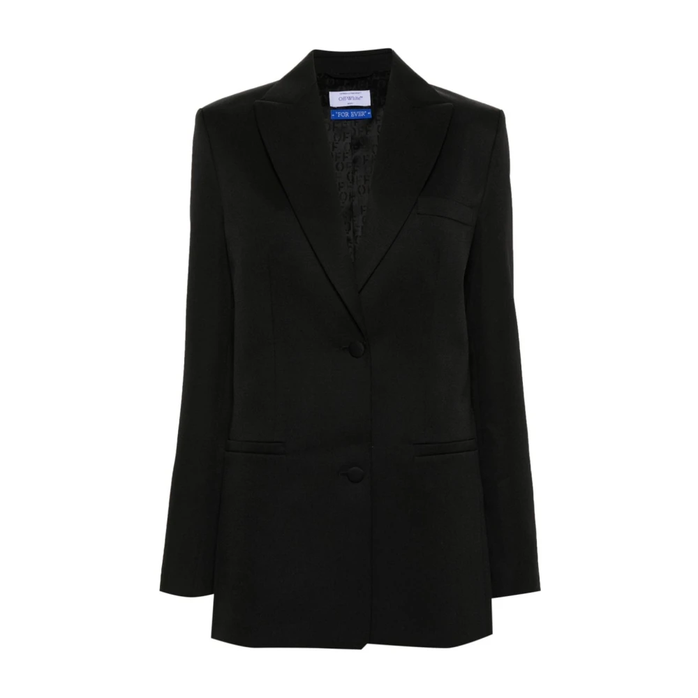 Off White Women's Black Blazers, 2XS, Single-Breasted Virgin Wool Blazer