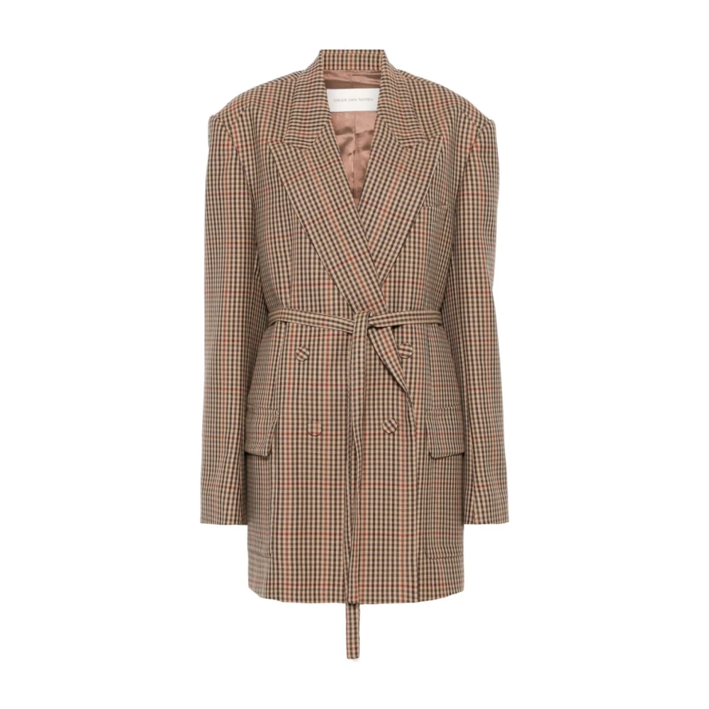 Dries Van Noten Rust Wolmix Oversized Jas Brown Dames