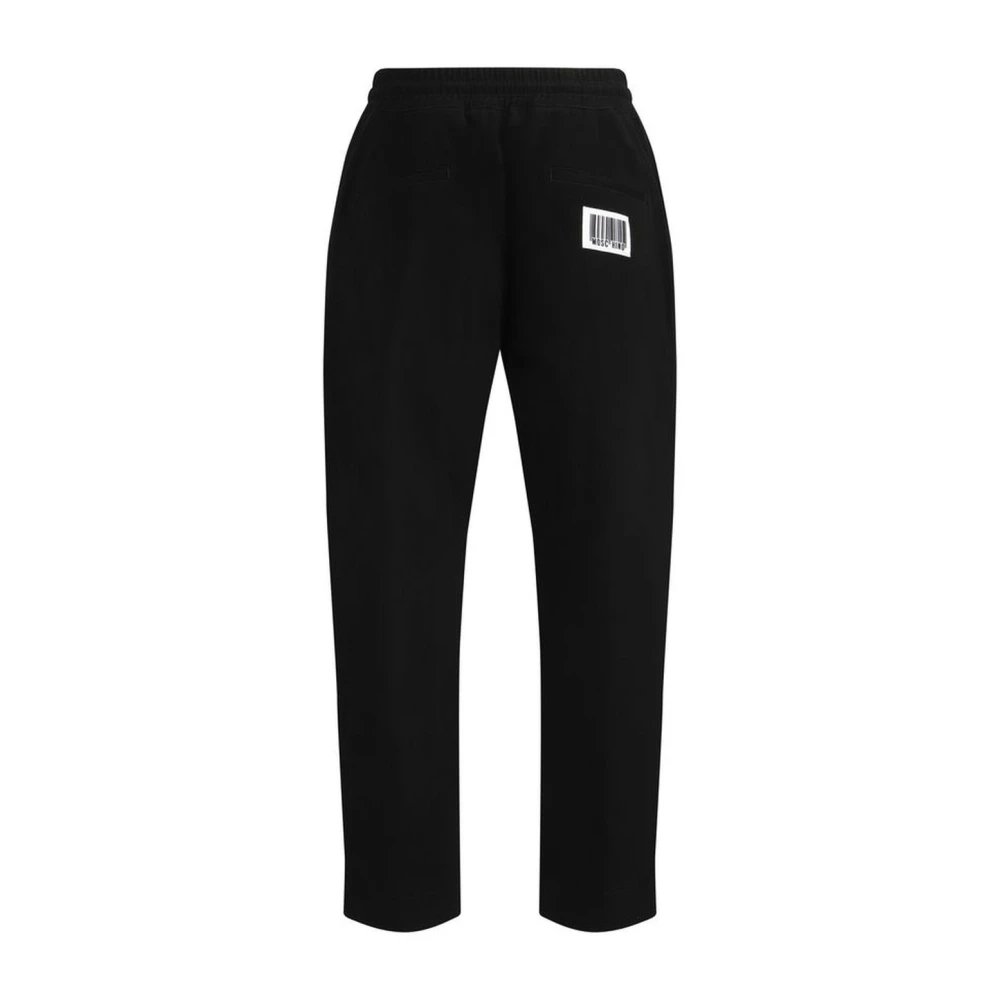 Moschino Katoenen broek met verstelbare tailleband en zakken Black Heren
