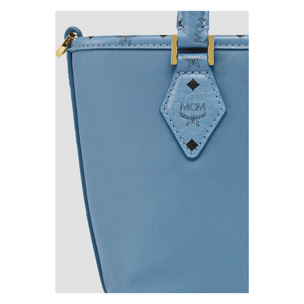 MCM Aren Shopper gemaakt van gerecycled nylon en leer met monogramprint Blue Dames