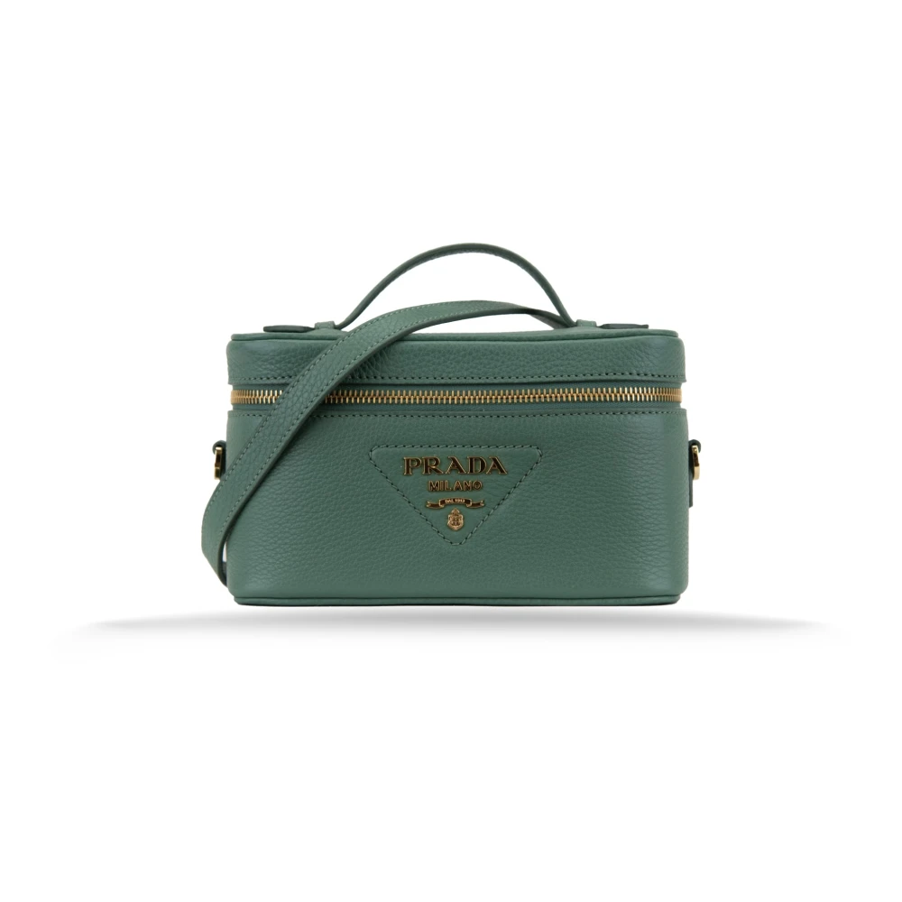 Prada Schoudertas van generfd leer voor dames Green Dames