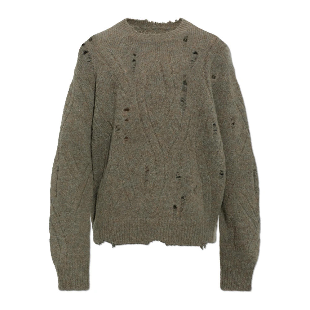 Allsaints Herren Braun Niko Strickpullover Aus Merinowolle In Metallgrau Mit Used-Effekt - Bild 3