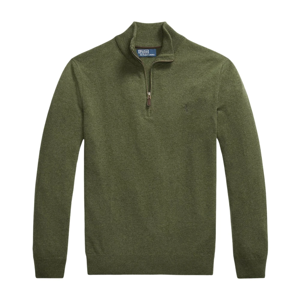 Ralph Lauren Klassieke Olijf Wool Quarter-Zip Jumper Green Heren
