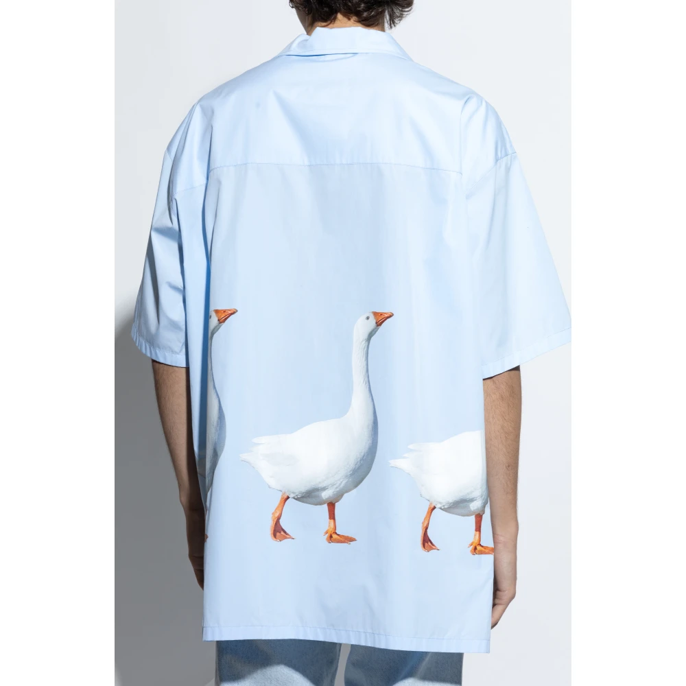 Moschino Shirt met dierenprintmotief Blue Heren