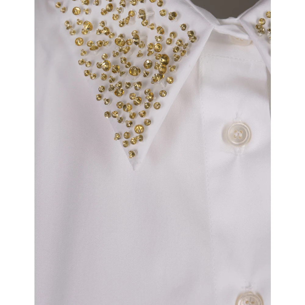 Fabiana Filippi Witte Mouwloze Shirt met Juwelen Kraag White Dames