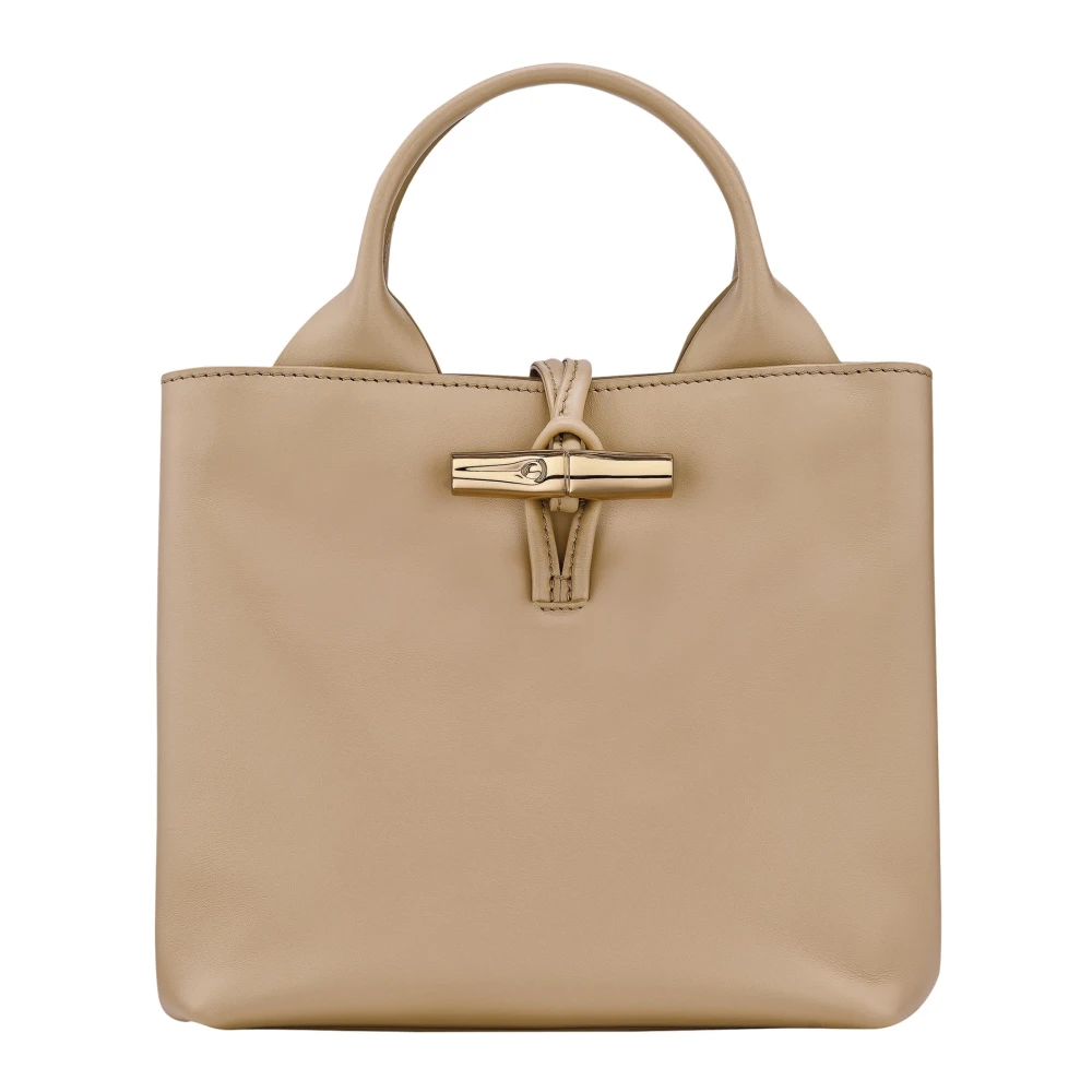 Longchamp Root Gold-Tone Calfskin Tassen Beige Dames
