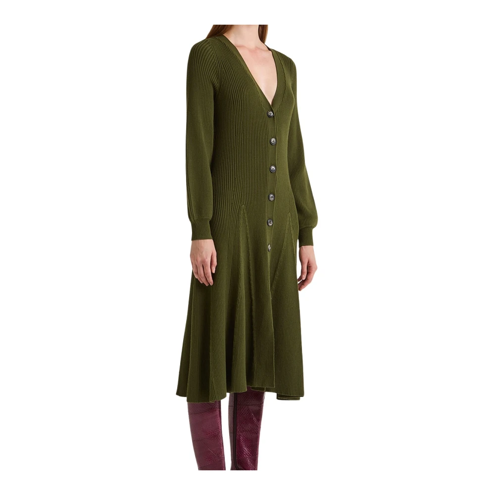 Maliparmi Women's Green Long Knitwear, S, Sculptur Rib Cardigan