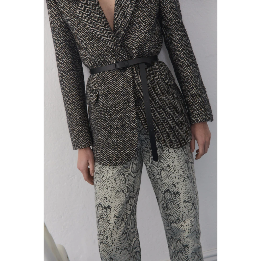 The New Society Op Maat Kraag Wollen Blazer Gray Dames