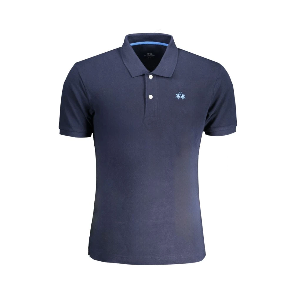 LA MARTINA Blauw Katoenen Poloshirt met Borduurwerk Blue Heren