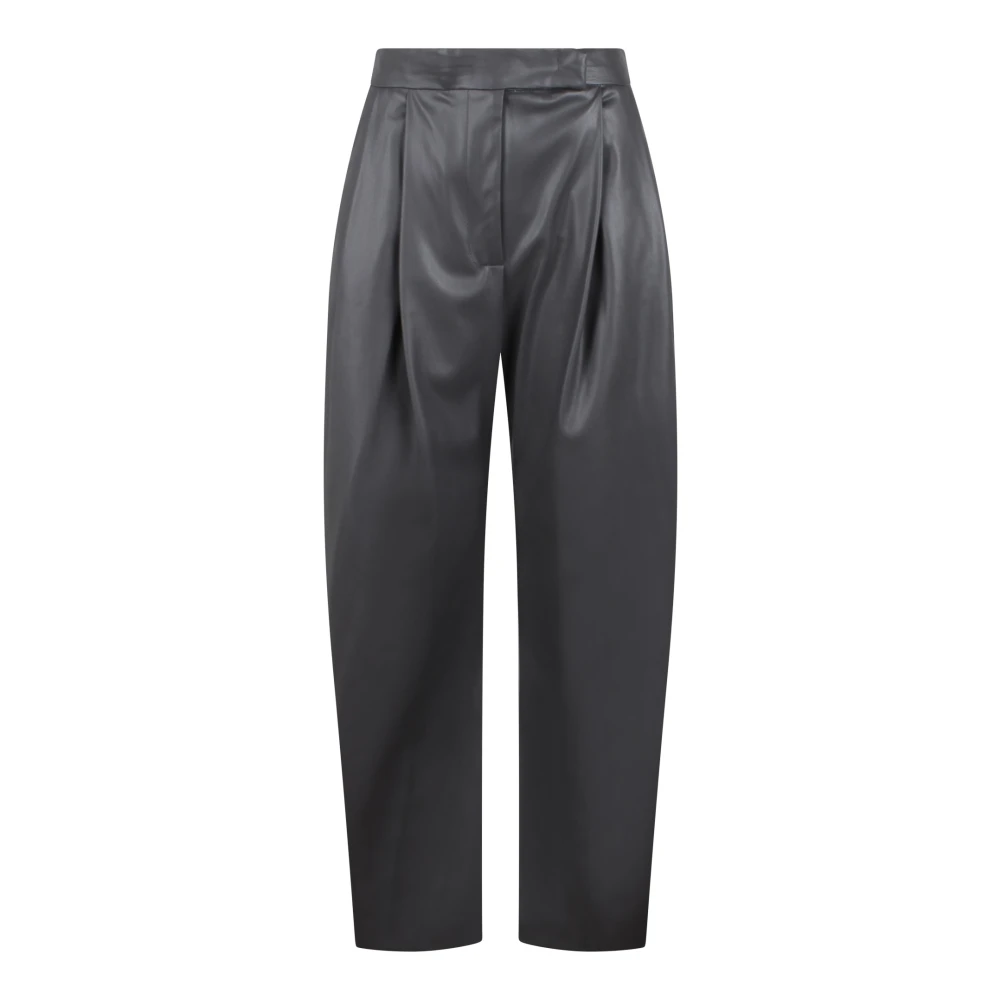 Nude Lederachtige Wijde Wortelbroek Black Dames