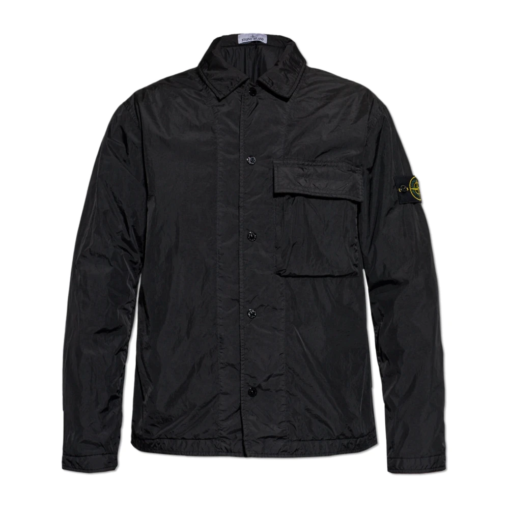 Stone Island Lightweight Jacket With A Pocket - Male - Light Jackets - Black - L - Jackets