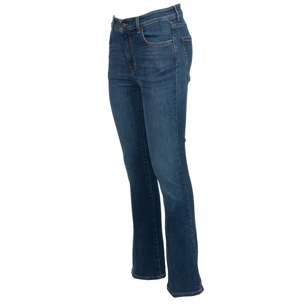 Max Mara Weekend Slim Flare Denim Jeans met Butterfly Logo Blue Dames