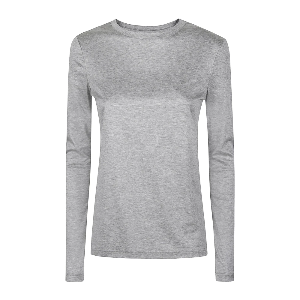 Eleventy Lange mouw ronde hals Tencel katoenen T-shirt Gray Dames