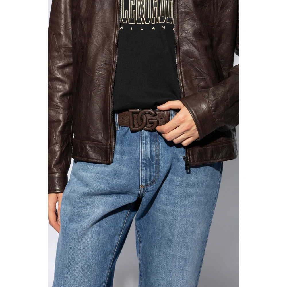 Dolce & Gabbana Leren riem Brown Heren