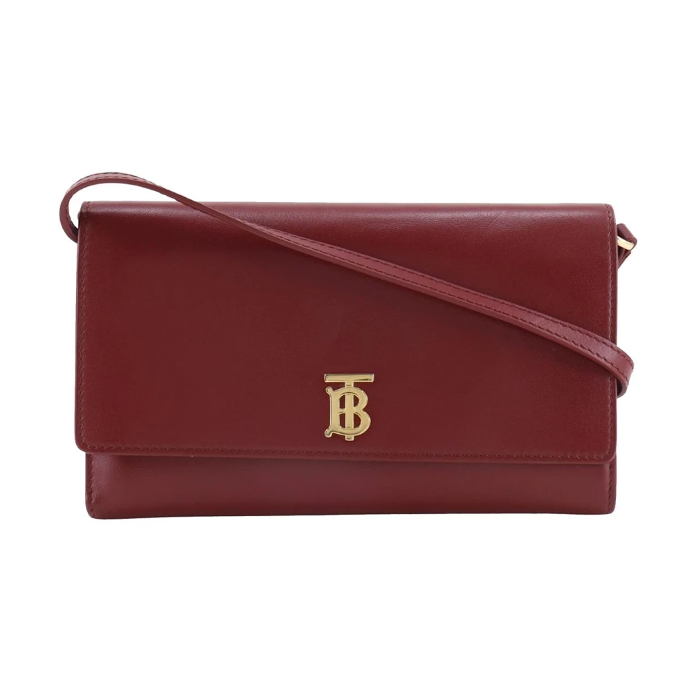 Burberry Vintage Women's Red Vintage Cross Body Bags, One Size, Pre-Owned Leather Wallet On Chain
