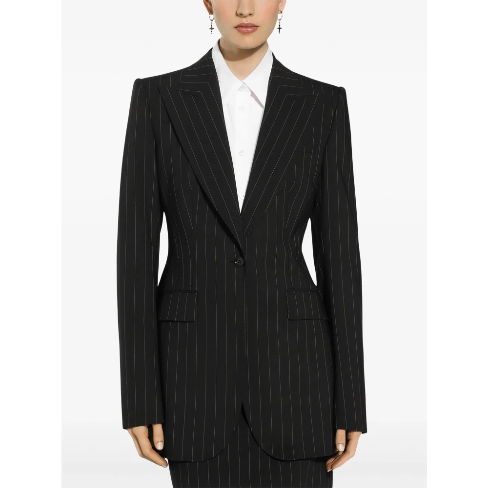 Dolce & Gabbana Gestreepte Jas Black Dames