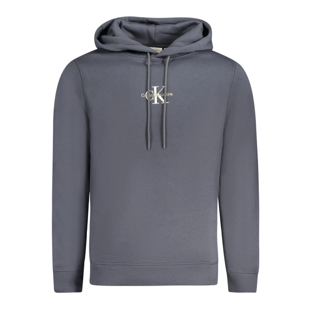 Calvin Klein Men's Blue Hoodie With Embroidered Logo