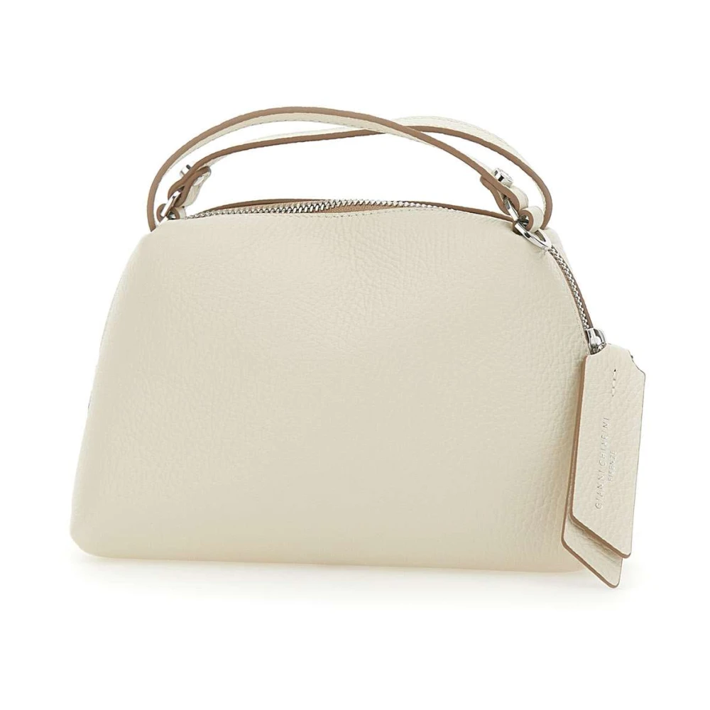 Gianni Chiarini Witte Leren Schoudertas met Bovenhandvat White Dames