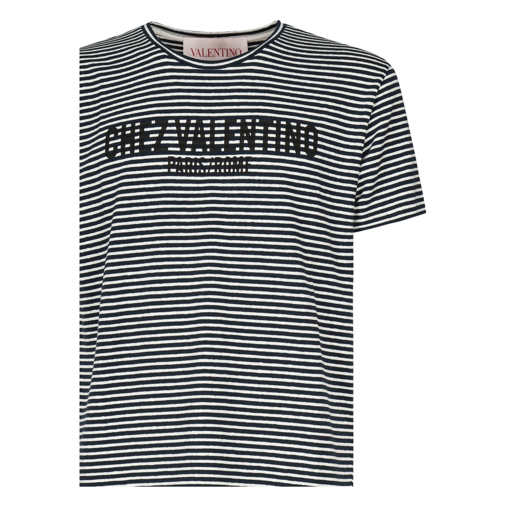 Valentino Garavani Blauwe Logo Print T-shirts en Polos Blue Heren