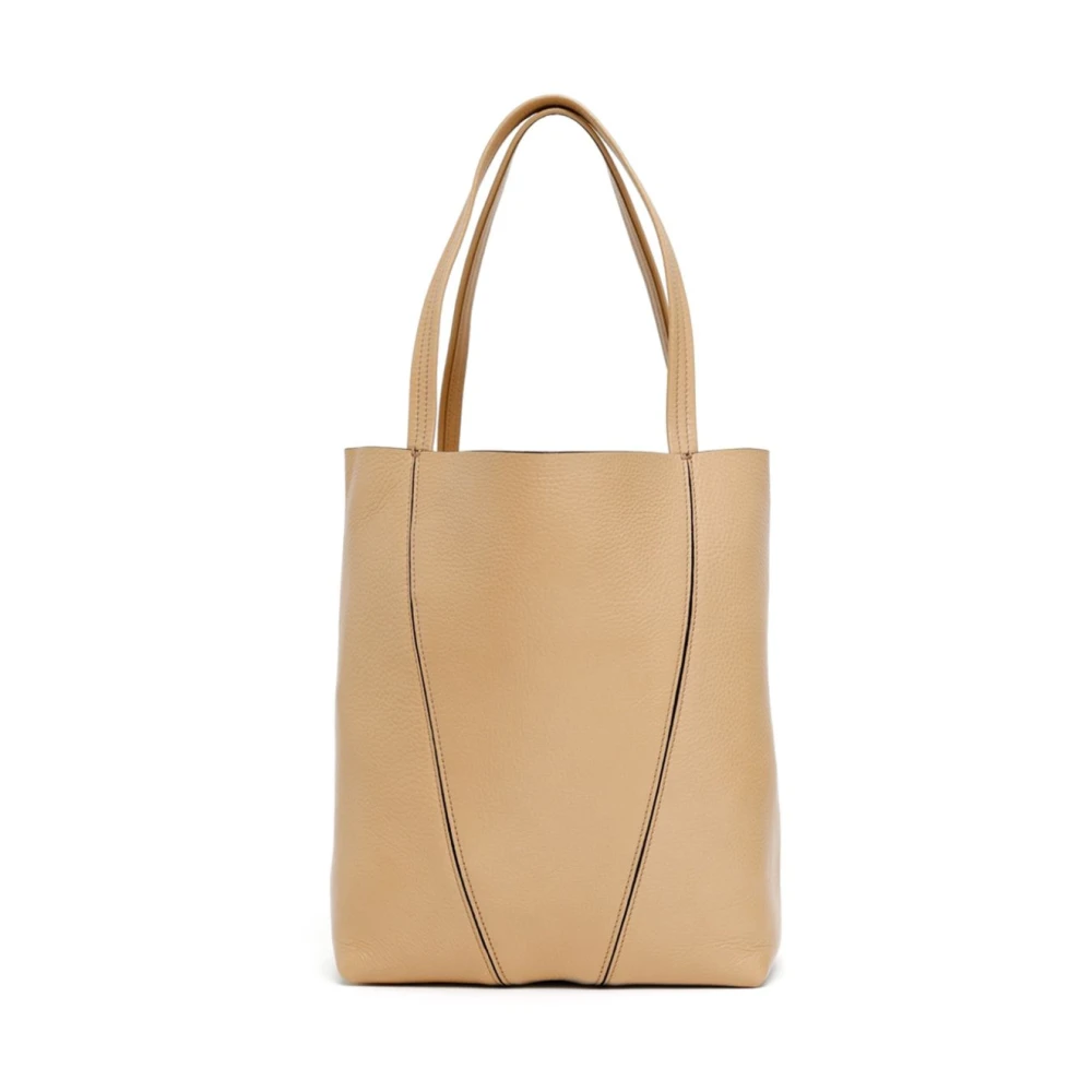 Chloé Donker Beige Tote Tas met Gouden Logo Brown Dames