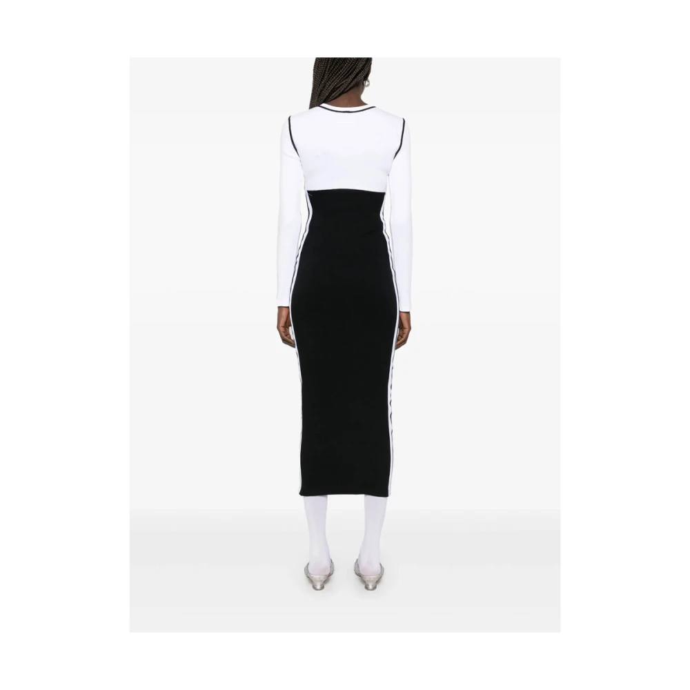 Jean Paul Gaultier Witte Logopatch Jurk met Lange Mouwen Black Dames