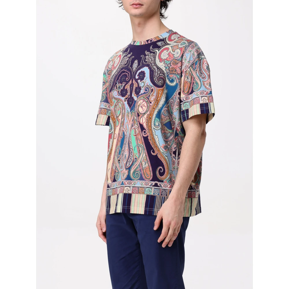 ETRO Effen T-shirt Geen Logo Multicolor Heren