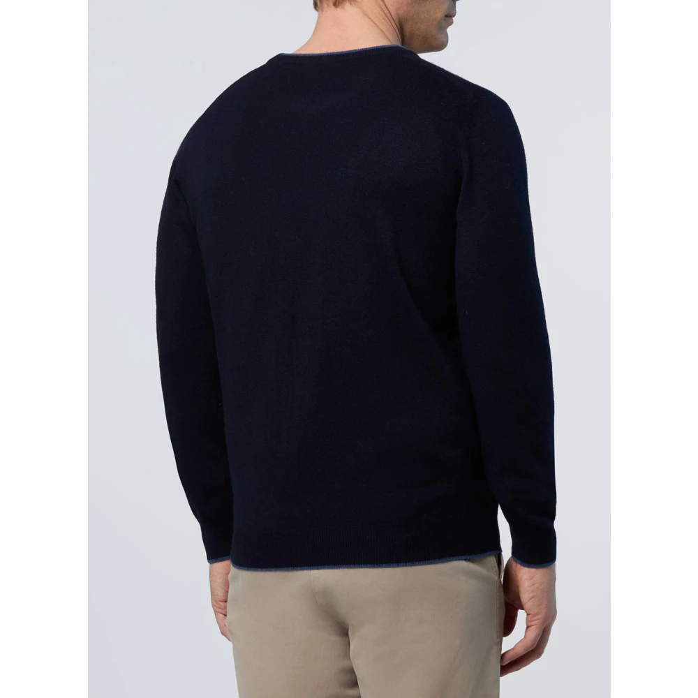 North Sails Blauwe trui met contrastbies Blue Heren