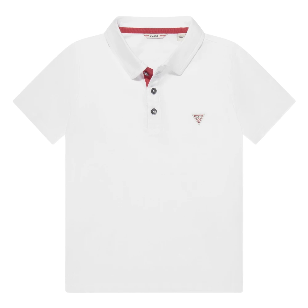 Guess Boys White Logo Polo Shirt In