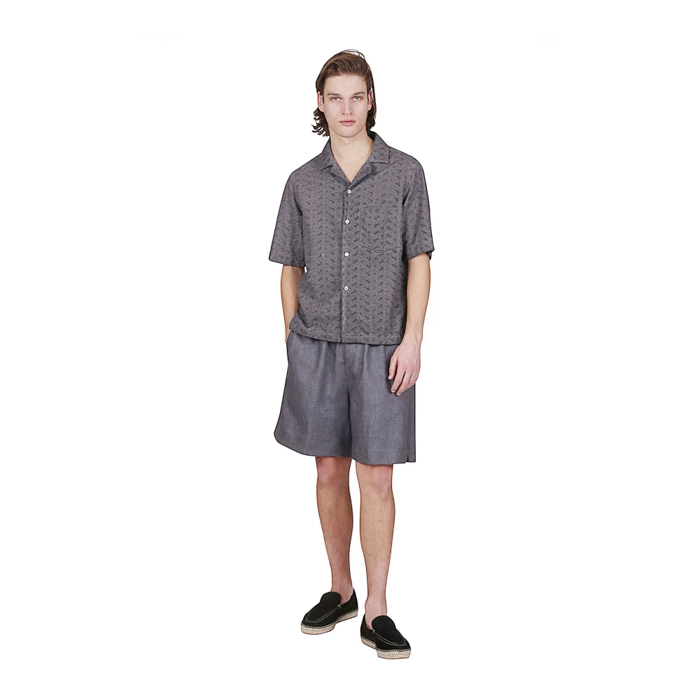 Eleventy Bowling Kraag Katoenen Shirt met Zak Black Heren