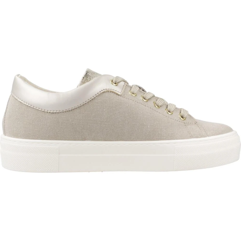 Geox Canvas Sneakers met Metalen Details Dames Schoenen Beige