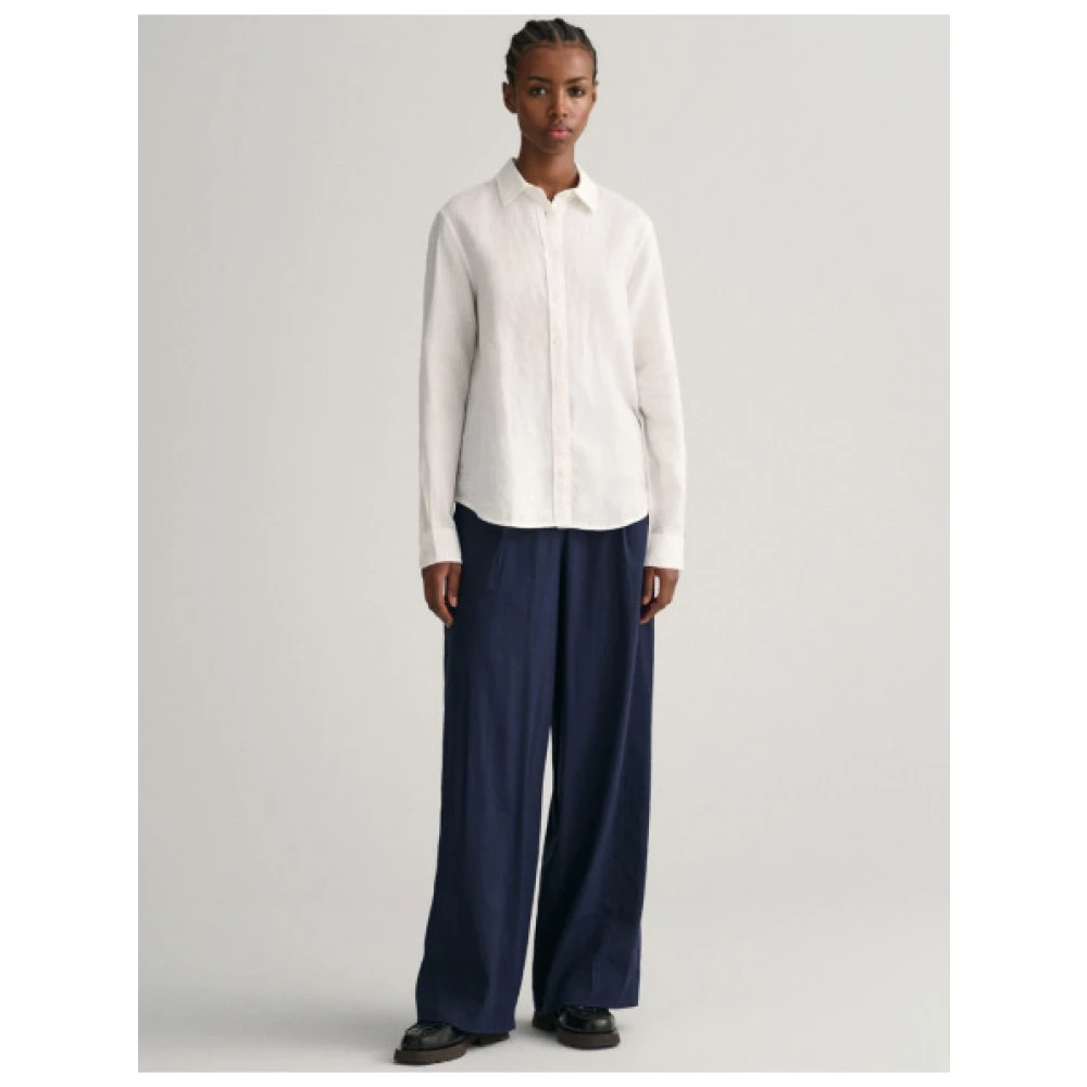 Gant Reguliere Linnen Chambray Overhemd White Dames