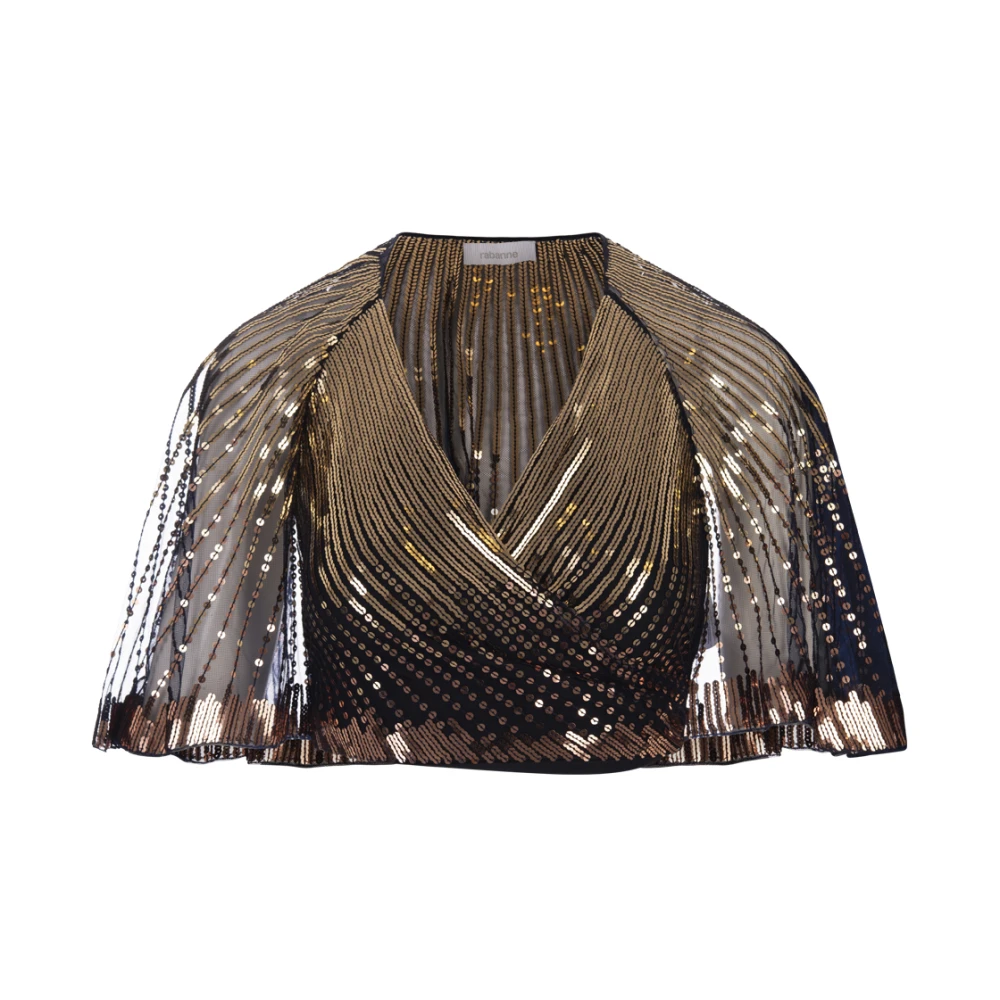 Paco Rabanne Gouden Metallic Crop Top met V-hals Yellow Dames