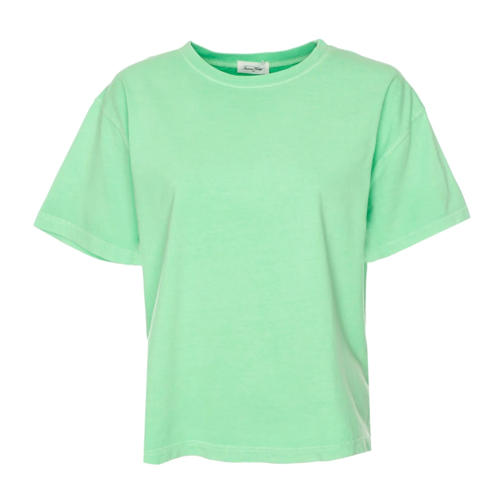 American vintage Casual Ribgebreid T-shirt met Relaxte Pasvorm Green Dames