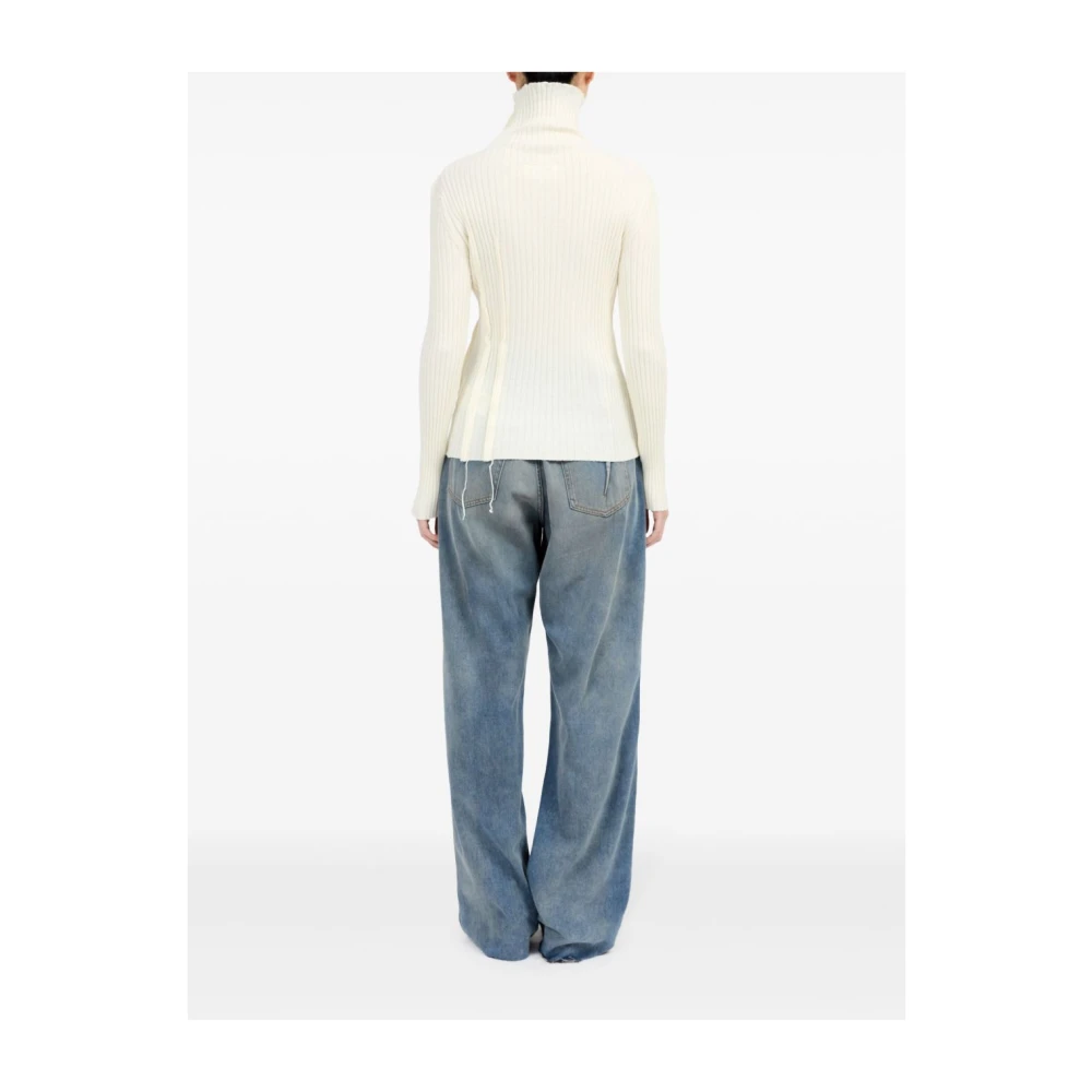 MM6 Maison Margiela Witte Turtleneck Trui met Cut-out Details White Dames