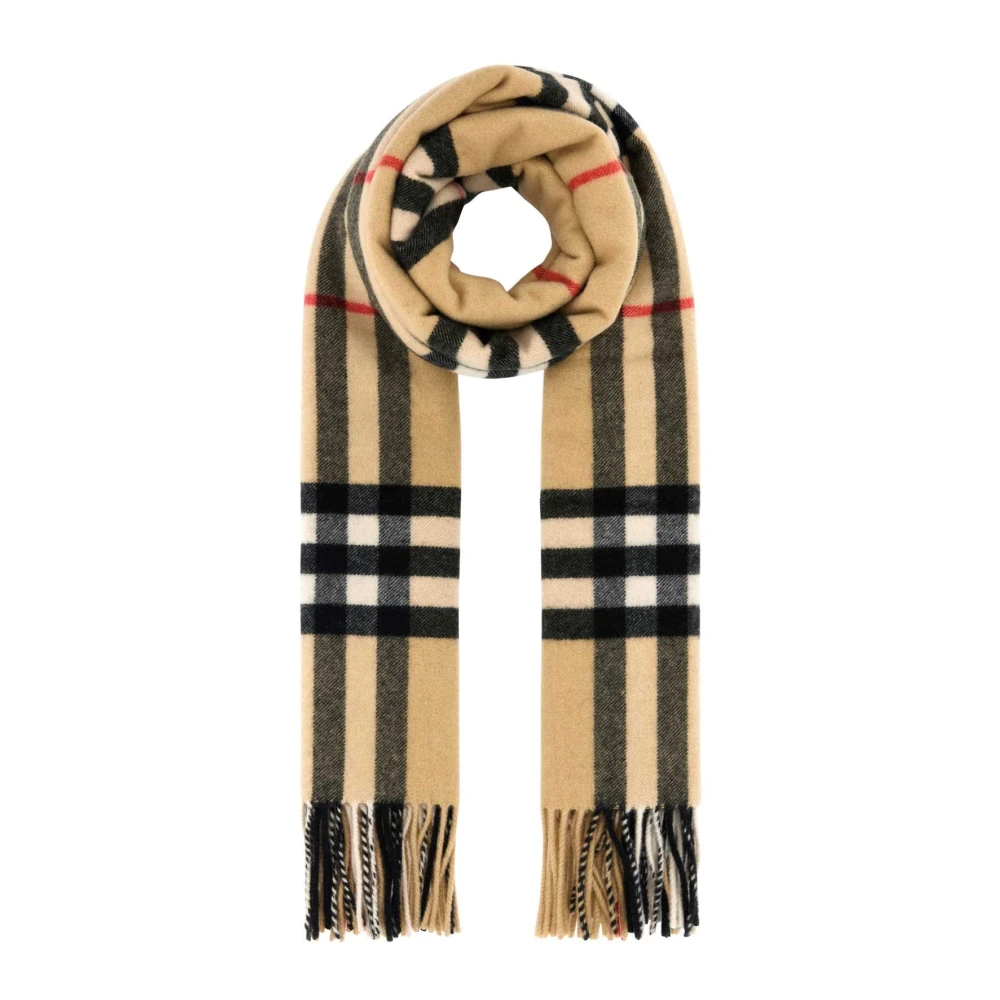 Burberry Unisex Beige Embroidered Cashmere Scarf - Winter Scarves - One Size - Accessories