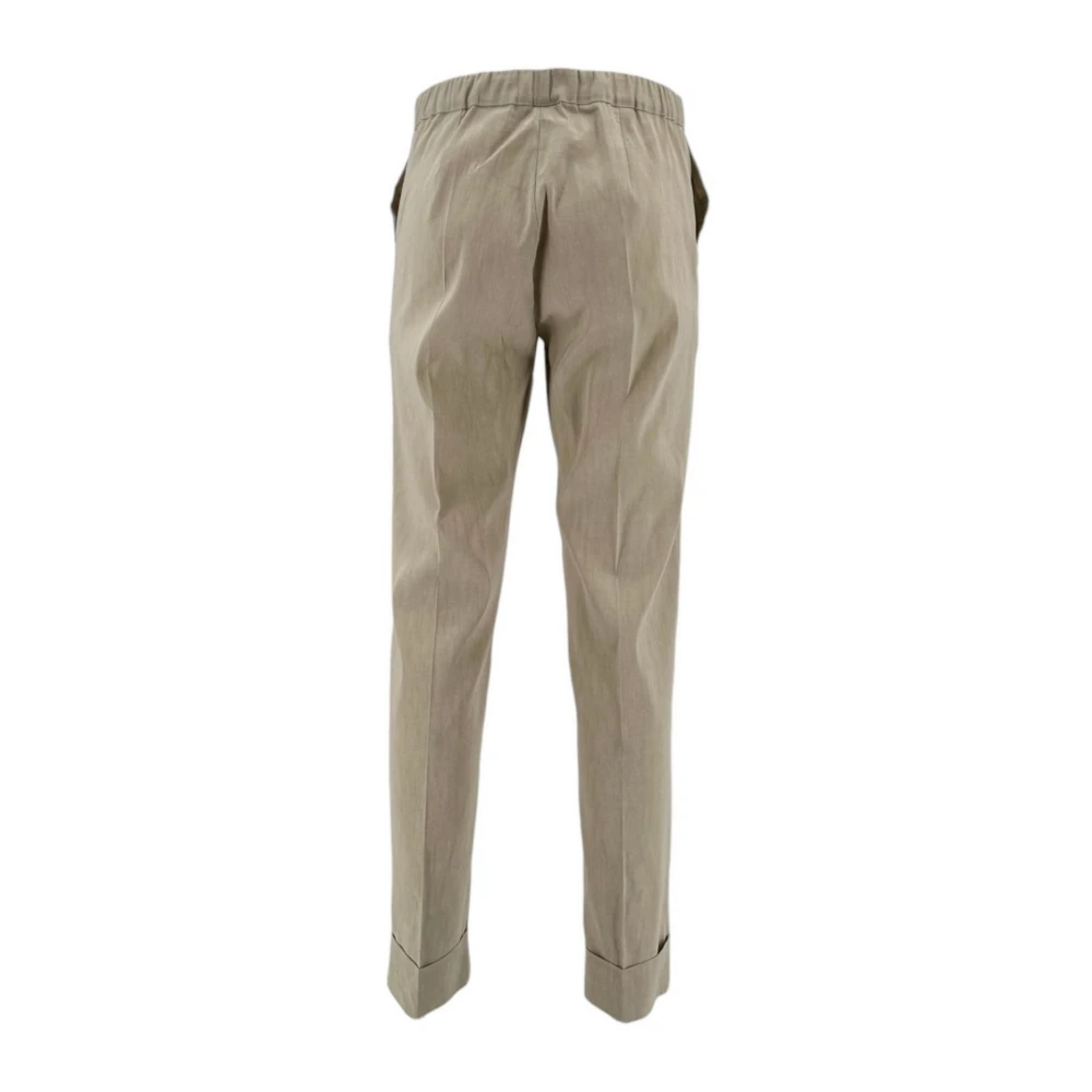 D.Exterior Linnen broek met Lurex-details Beige Dames