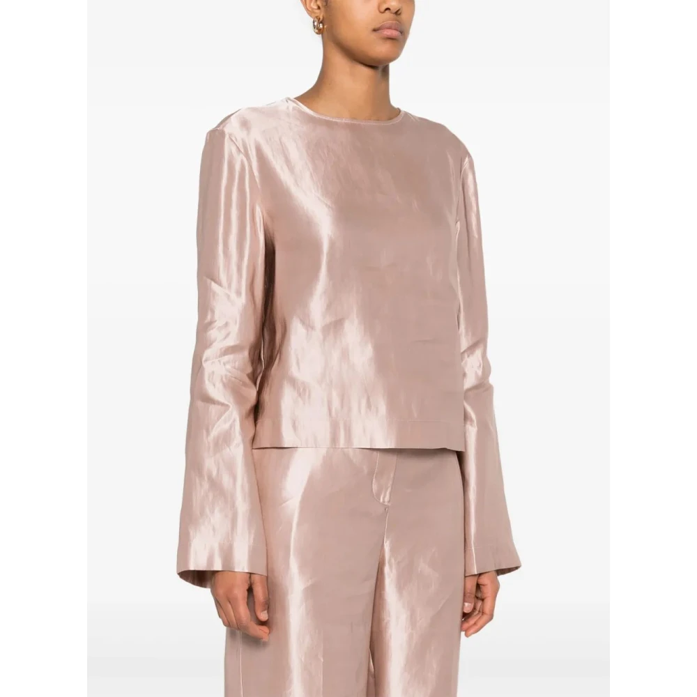 Loulou Studio Casual Ronde Hals Blouse Pink Dames