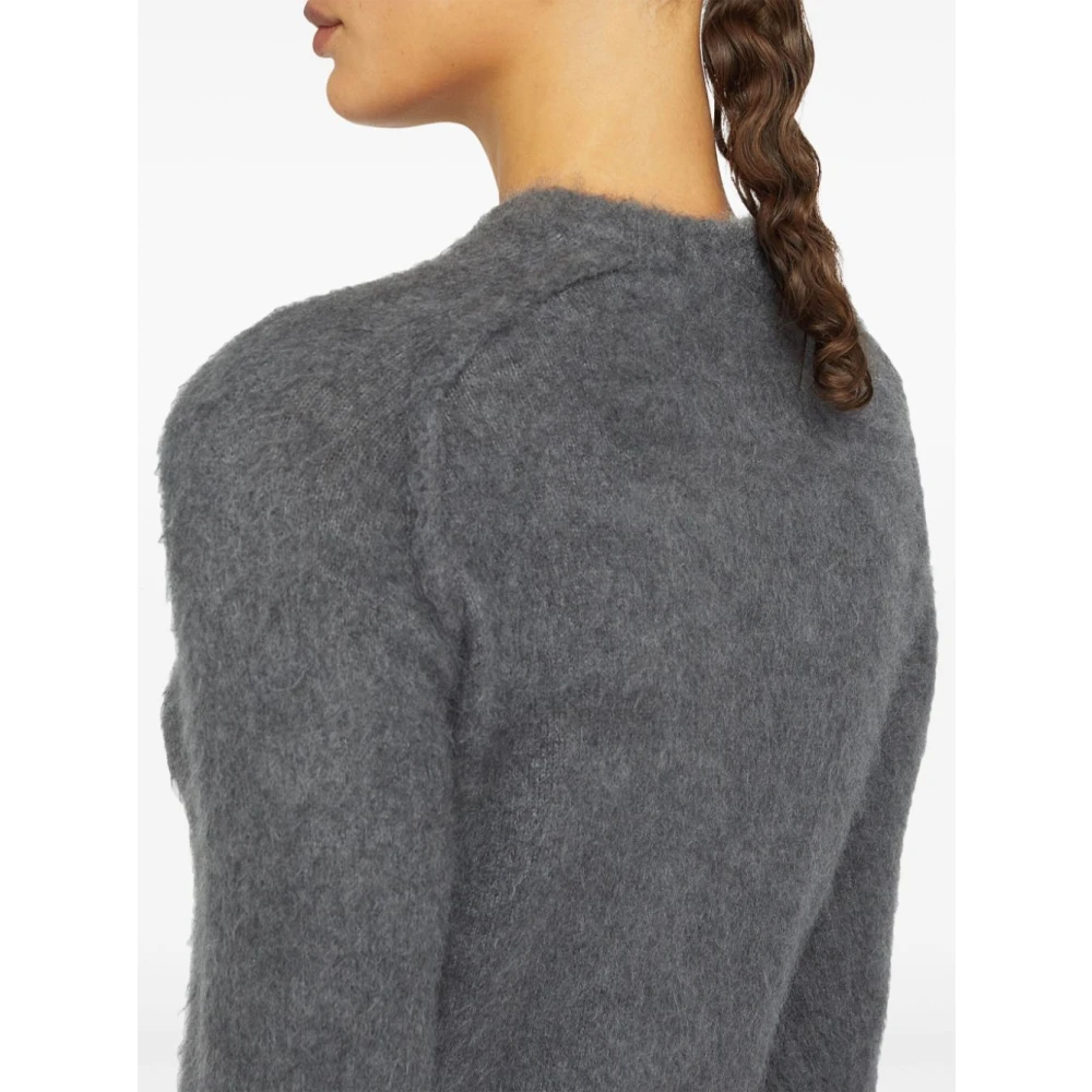 Jil Sander Grijze Crewneck Wol Zijde Trui Gray Dames