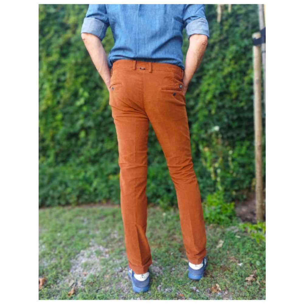 Mason's Slim Fit Fluweel Katoenen Chino Broek Brown Heren
