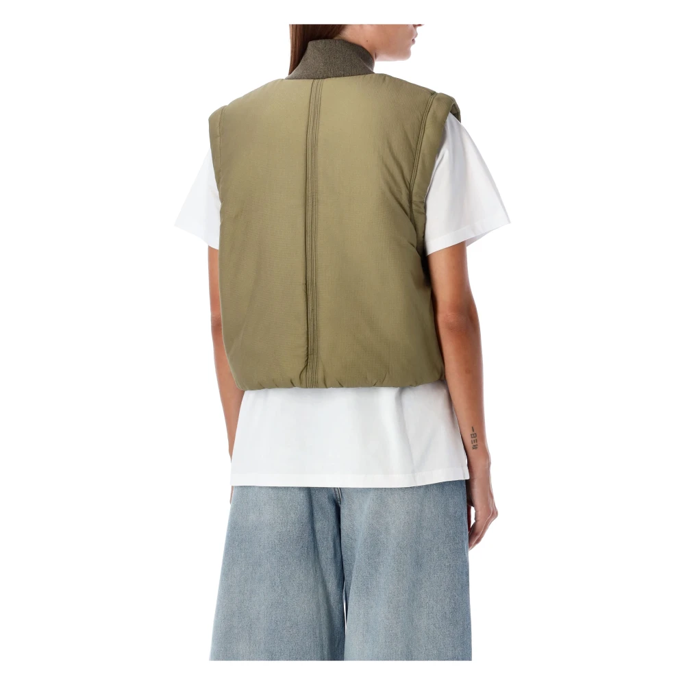 Ganni Groene Gewatteerde Korte Vest Kleding Green Dames