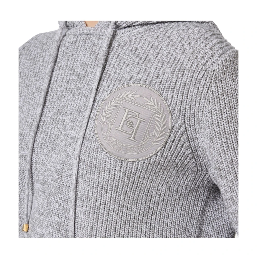 Elisabetta Franchi Parel Ivoor Gebreide Hoodie Gray Dames