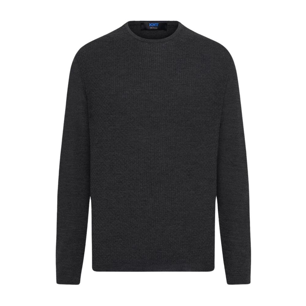 Kiton Silk Blend Crew Neck Jumper Gray Heren