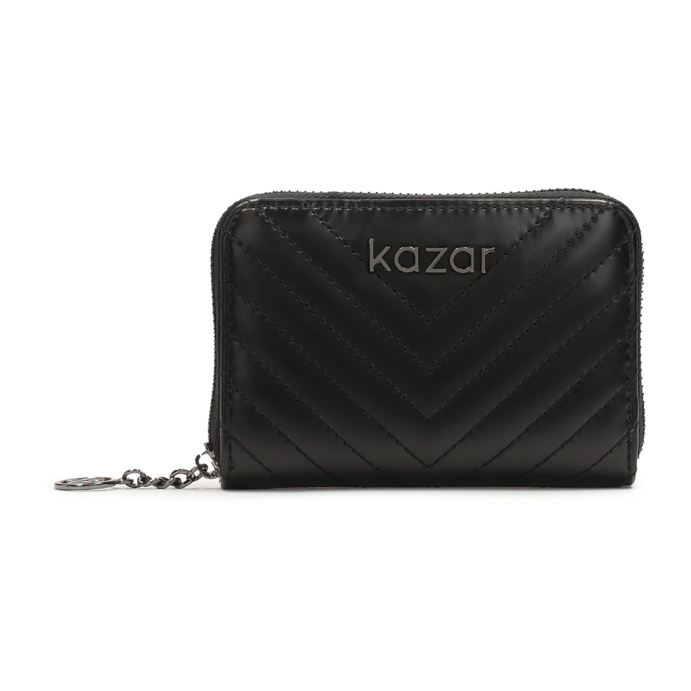 Kazar Kleine leren portemonnee met gewatteerd patroon Black Dames
