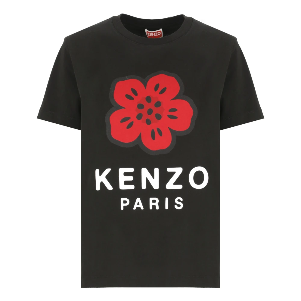 Kenzo Zwart Bloemenprint T-shirt Black Dames