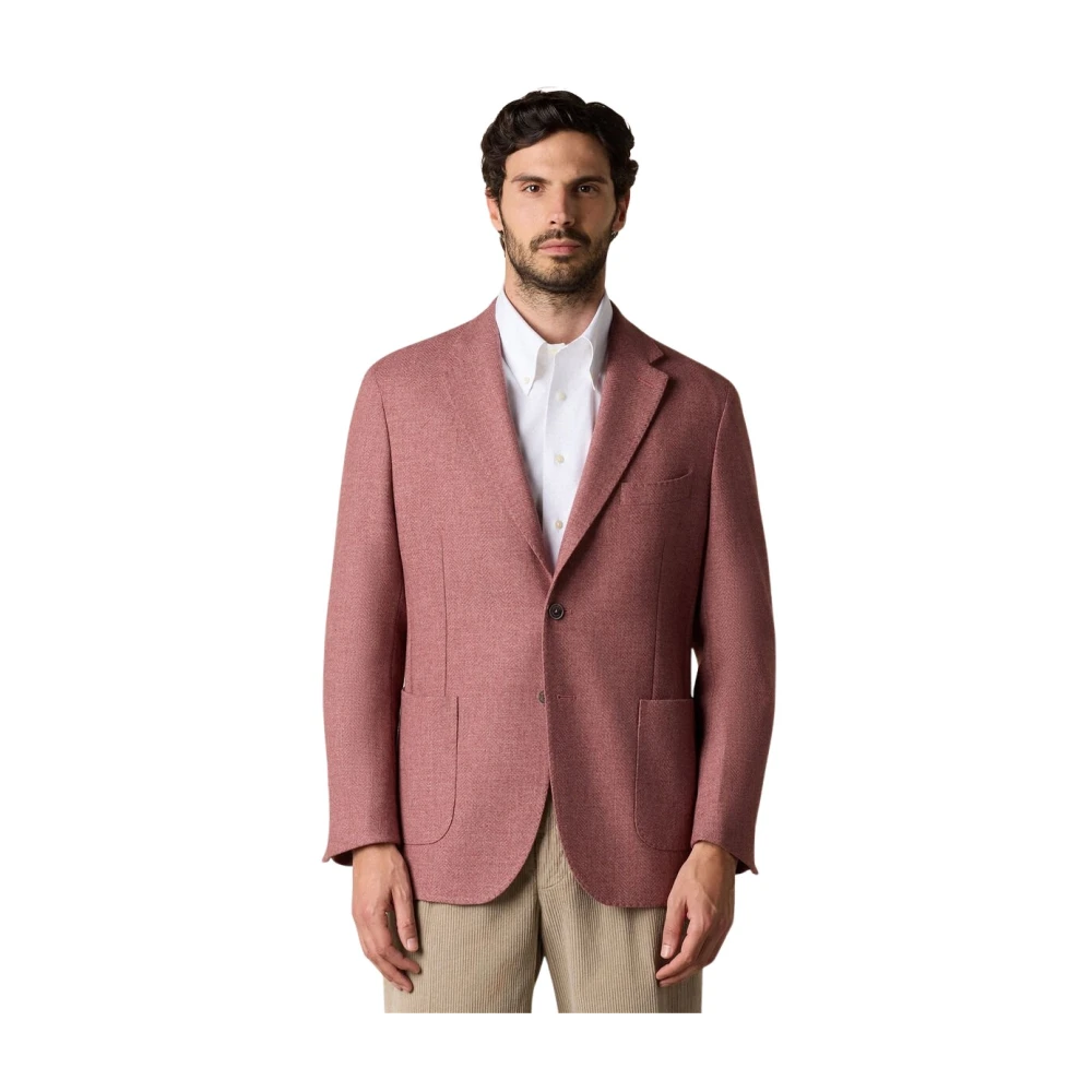 Brooks Brothers Men's Red Herringbone Wool Blend Blazer