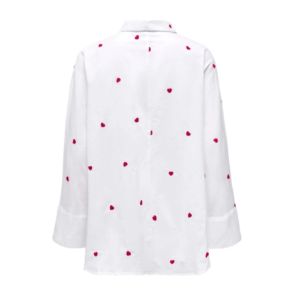Only Hartprint Lange Mouw Shirt White Dames