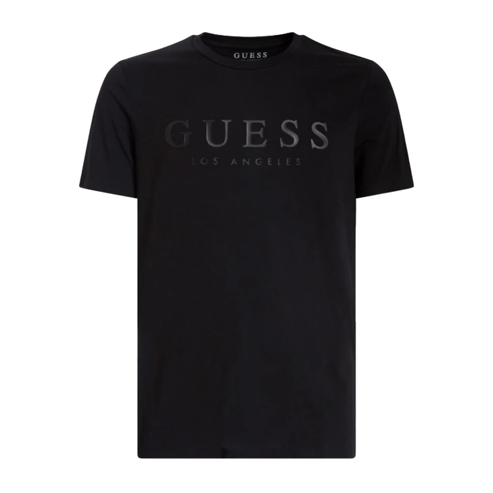 Guess Zwart Katoen Logo T-shirt Black Heren