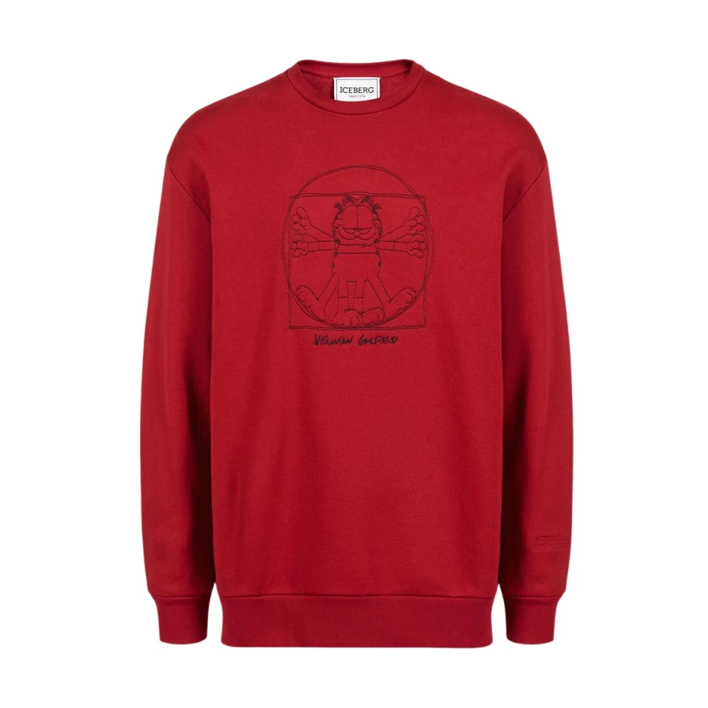 Iceberg Vitruvian Garfield Geborduurde Sweatshirt Red Heren