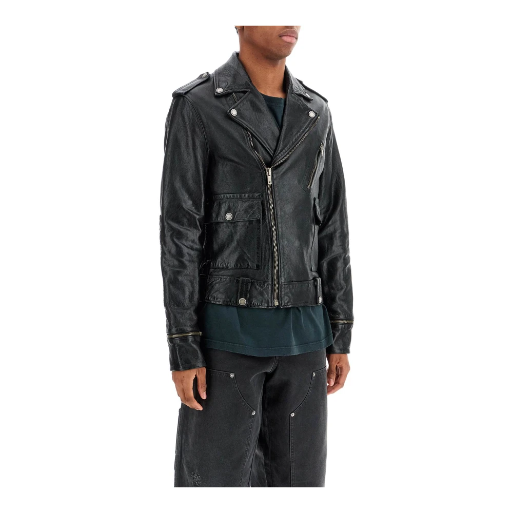 Golden Goose Zwart Gewaxt Leren Bikerjack Black Heren