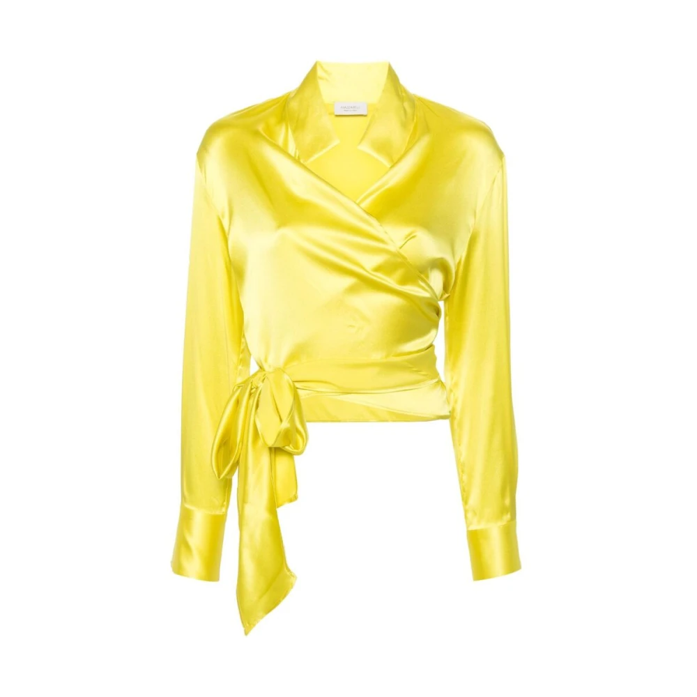 Mazzarelli Zijde Blend Omslagstijl Shirt Yellow Dames